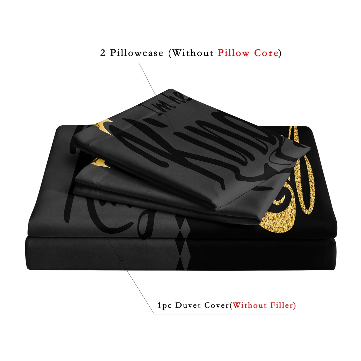 3Pcs King & Queen Couple Bedding Set – Black White Luxury Duvet Cover Set with Pillowcases