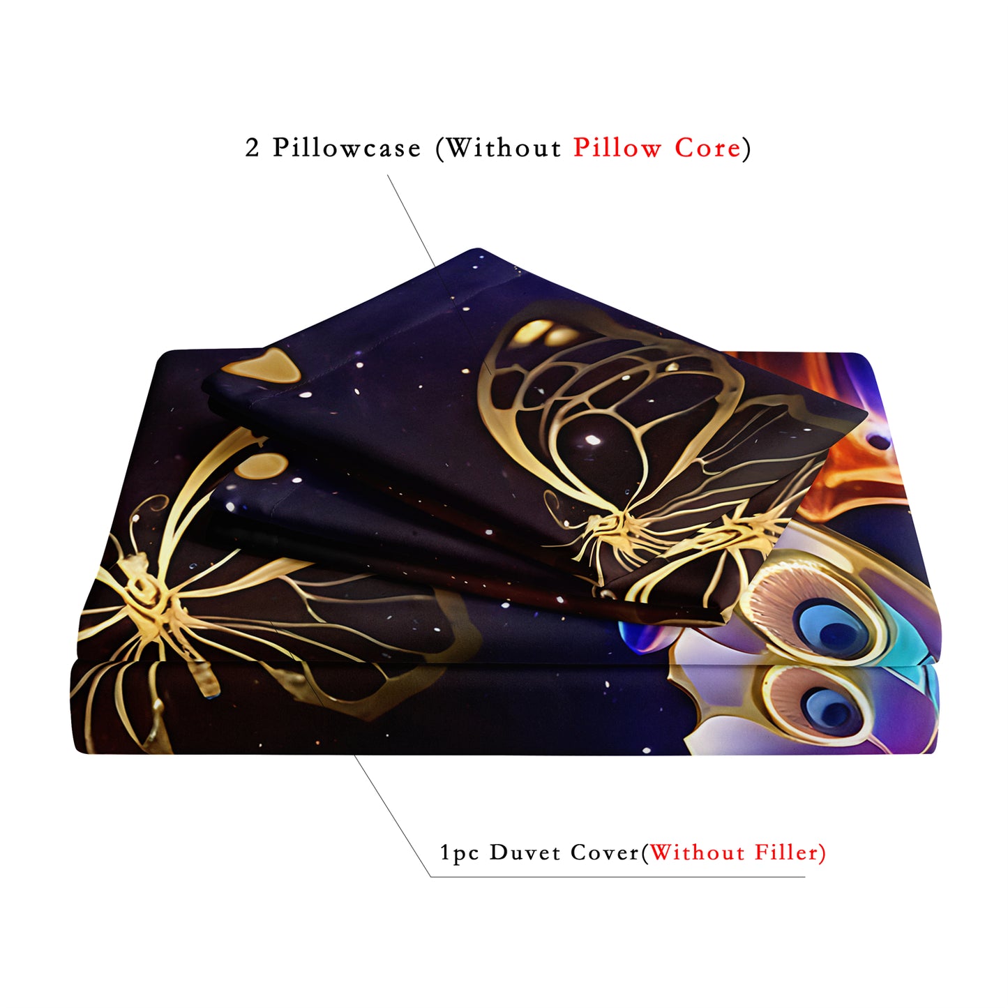 3Pcs Galaxy Butterfly Duvet Cover Set | Blue Purple Butterfly Bedding with Pillowcases