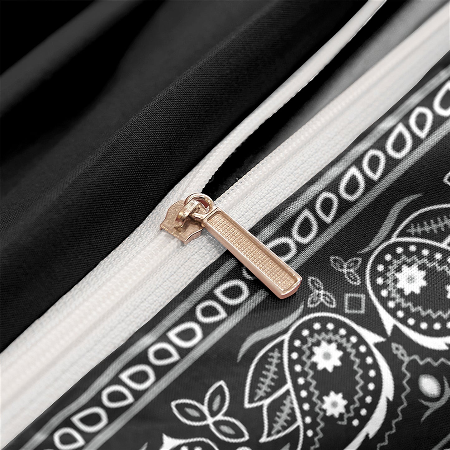 3Pcs Black Paisley Bandana Duvet Cover Set | Western Street Style Bedding
