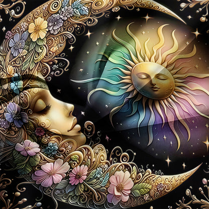 3Pcs Boho Sun Moon Duvet Cover Set – Mystical Celestial Floral Bedding Set