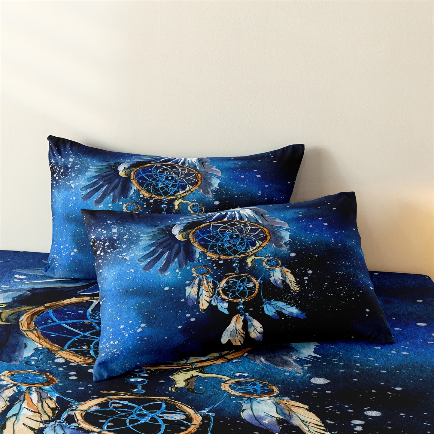 3Pcs Raven Dream Catcher Duvet Cover Set | Galaxy Boho Bedding with Pillowcases