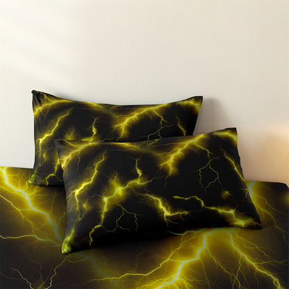 3Pcs Yellow Lightning Bedding Set Duvet Cover