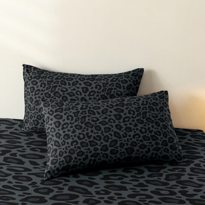 3Pcs Dark Grey Leopard Print Quilt Cover Set