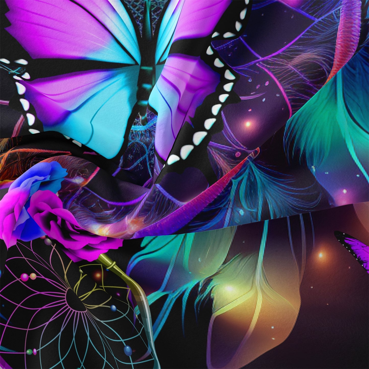 3Pcs Colorful Butterfly Dream Catcher Duvet Cover Set | Boho Black Bedding with Pillowcases
