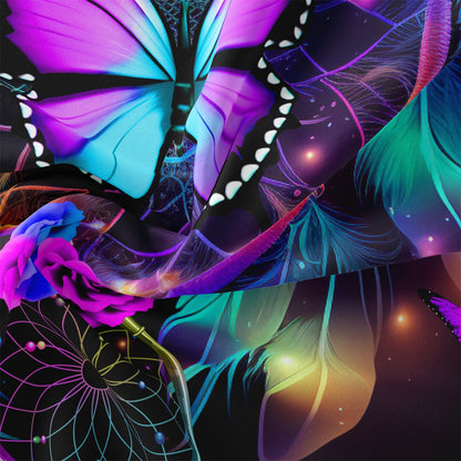 3Pcs Colorful Butterfly Dream Catcher Duvet Cover Set | Boho Black Bedding with Pillowcases