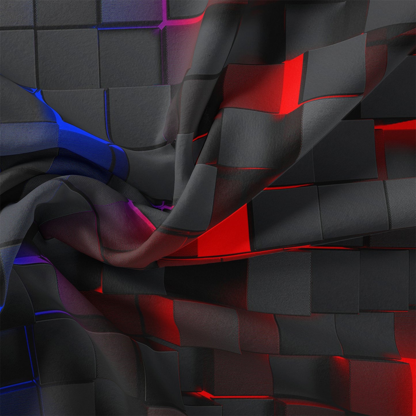 3Pcs Cyberpunk Geometric Bedding Set – Black Red Blue Modern Duvet Cover Set