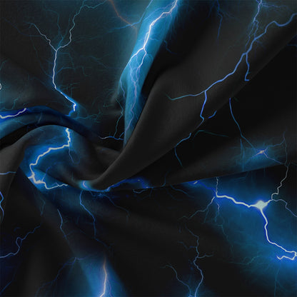 3Pcs Blue Lightning Quilt Cover Set – 3D Electric Storm Bedding with Pillowcases