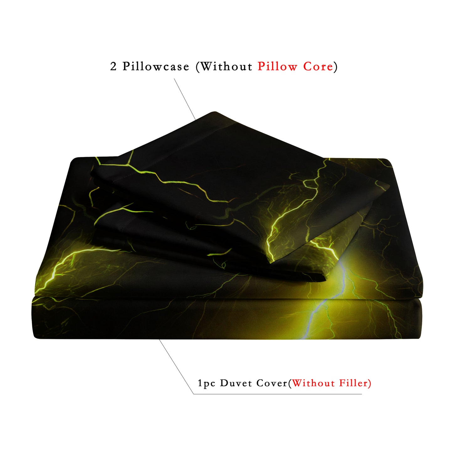 3Pcs Yellow Lightning Bedding Set Duvet Cover