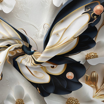 3Pcs Elegant Butterfly & White Floral Duvet Cover Set | Luxury Microfiber Bedding