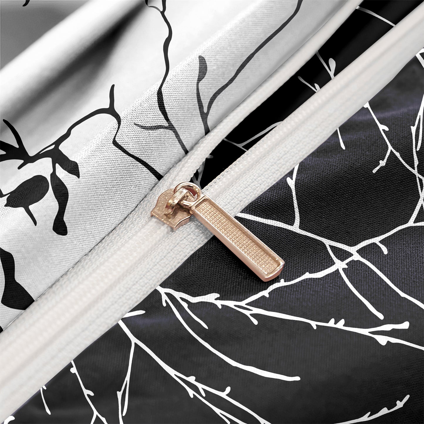 3Pcs Black White Botanical Duvet Cover Set | Modern Branch Bedding with Pillowcases