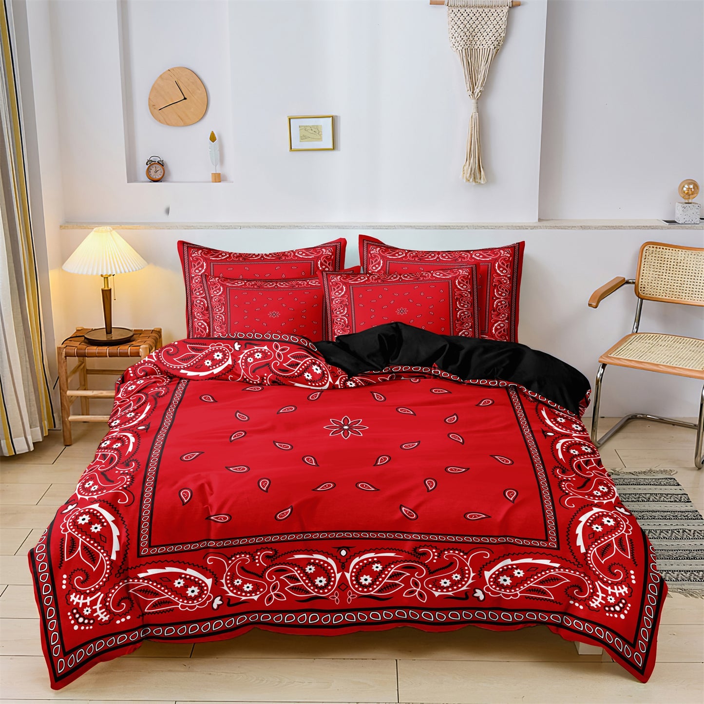 3Pcs Red Paisley Bandana Duvet Cover Set | Western Street Style Bedding