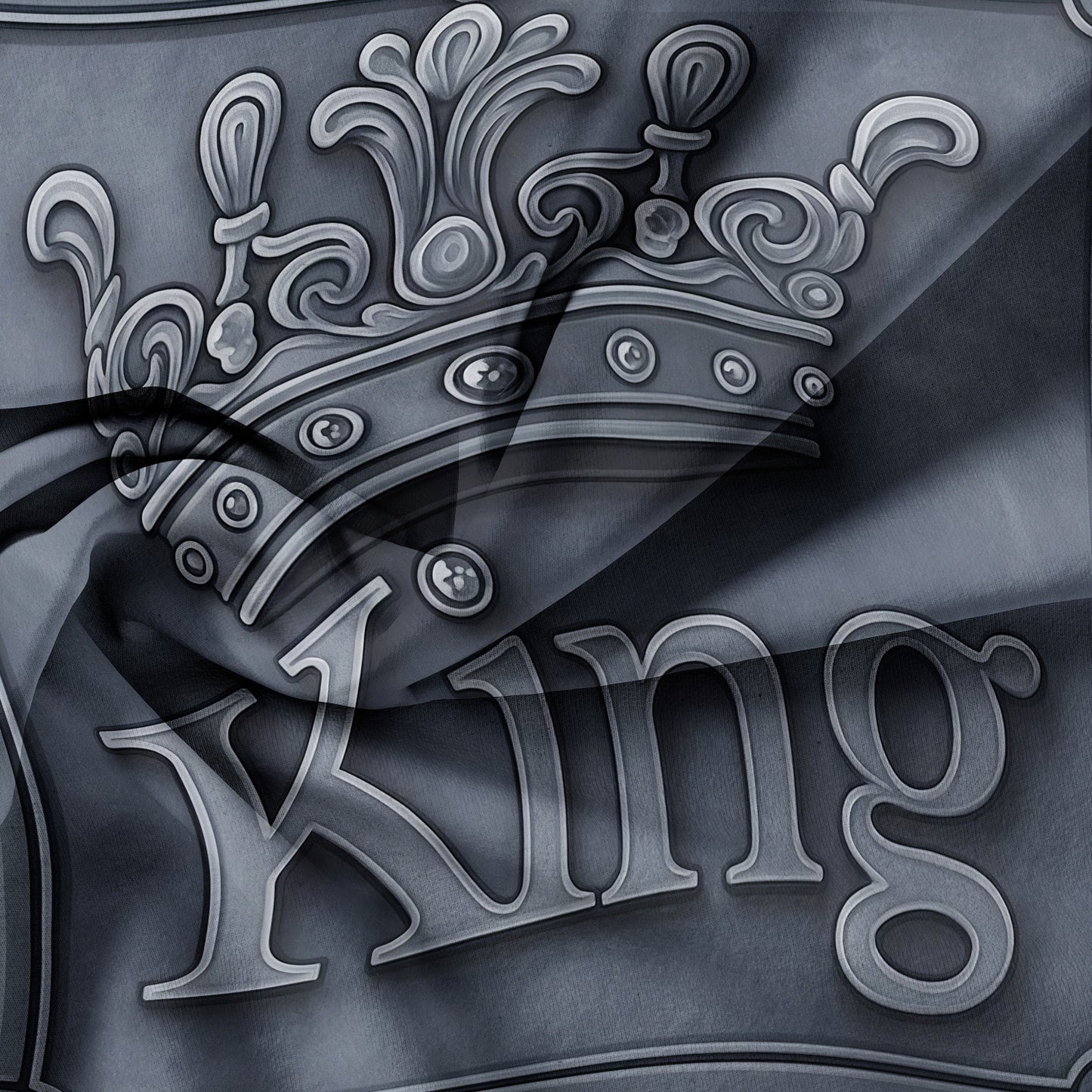 3Pcs King Crown Duvet Cover Set – Luxury Black Grey Bedding Set with Pillowcases