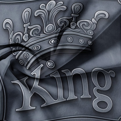 3Pcs King Crown Duvet Cover Set – Luxury Black Grey Bedding Set with Pillowcases